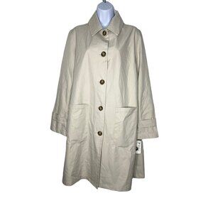 Bernardo Womens Swing Coat Beige Long Buttons M New‎